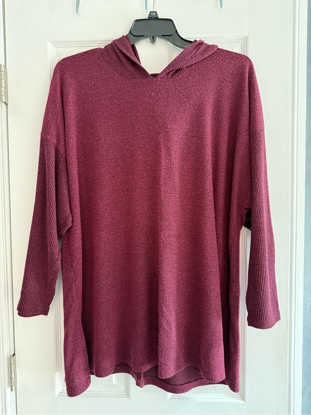 Lane Bryant Burgundy Hooded Scoop-Neck Sweater